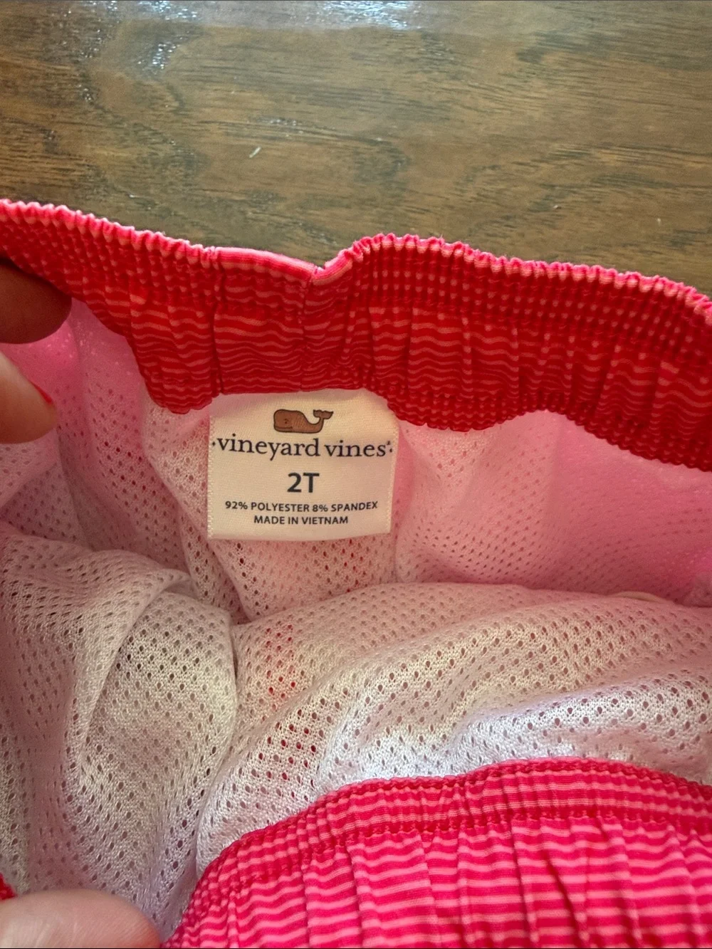 Vineyard Vines Kids Hot Pink Tropical Swim Trunks with Teal Trim
